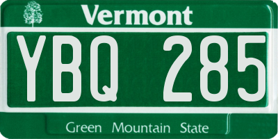 VT license plate YBQ285