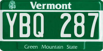 VT license plate YBQ287