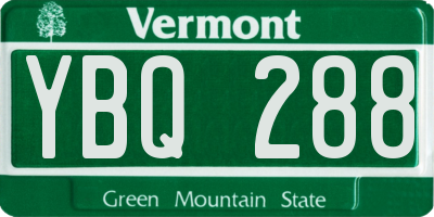 VT license plate YBQ288