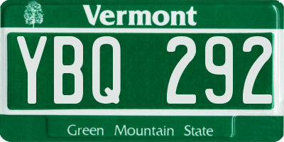 VT license plate YBQ292