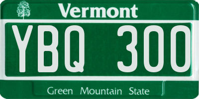 VT license plate YBQ300