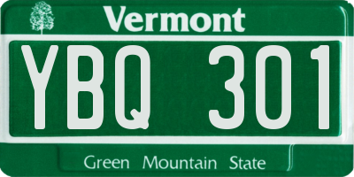 VT license plate YBQ301