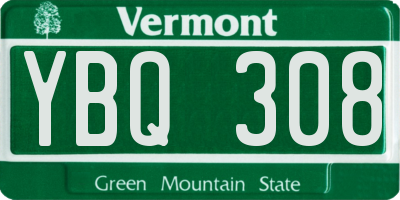 VT license plate YBQ308