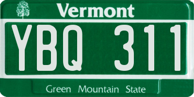 VT license plate YBQ311