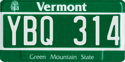 VT license plate YBQ314