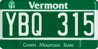 VT license plate YBQ315