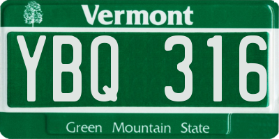 VT license plate YBQ316