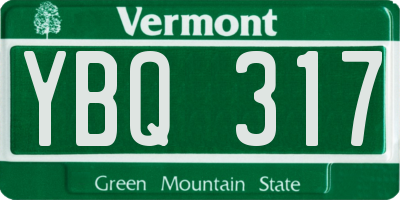 VT license plate YBQ317