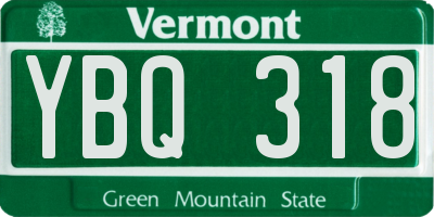 VT license plate YBQ318