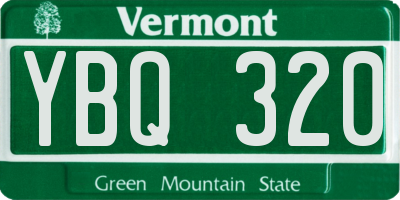 VT license plate YBQ320