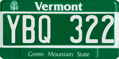 VT license plate YBQ322