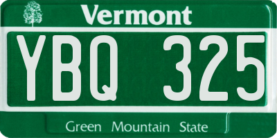VT license plate YBQ325