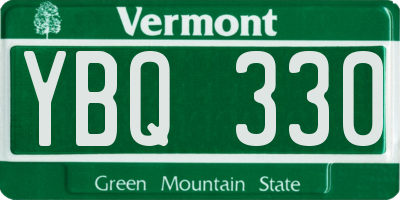 VT license plate YBQ330