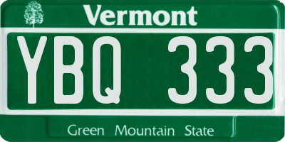 VT license plate YBQ333