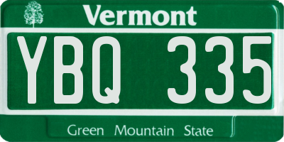 VT license plate YBQ335