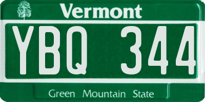 VT license plate YBQ344