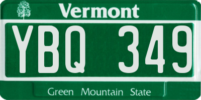 VT license plate YBQ349
