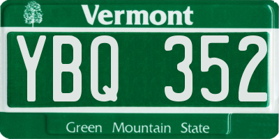 VT license plate YBQ352