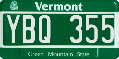 VT license plate YBQ355