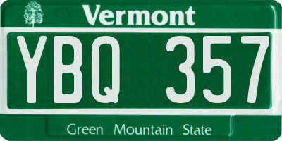 VT license plate YBQ357