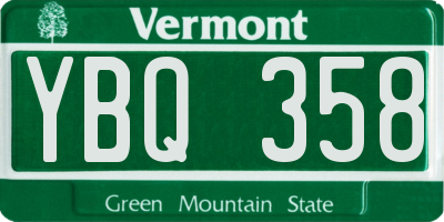 VT license plate YBQ358