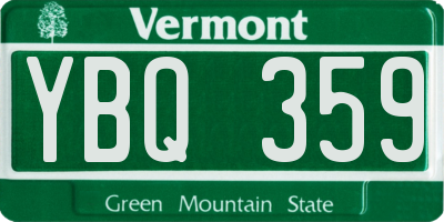 VT license plate YBQ359