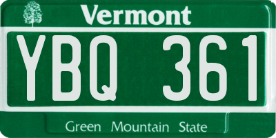 VT license plate YBQ361