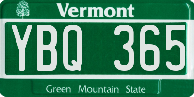 VT license plate YBQ365