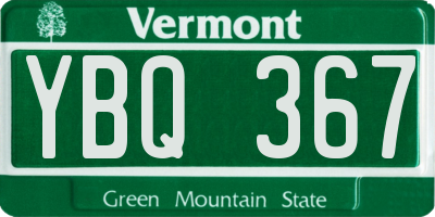 VT license plate YBQ367