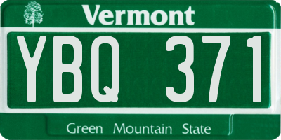 VT license plate YBQ371