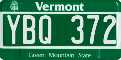 VT license plate YBQ372