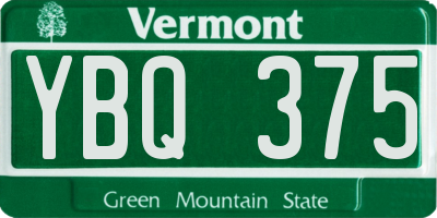VT license plate YBQ375