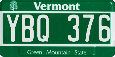 VT license plate YBQ376