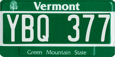 VT license plate YBQ377
