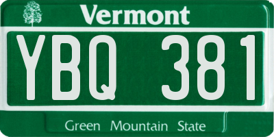 VT license plate YBQ381