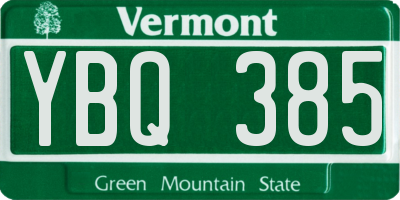 VT license plate YBQ385