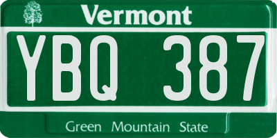 VT license plate YBQ387