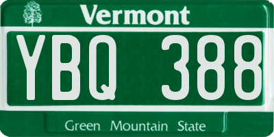 VT license plate YBQ388