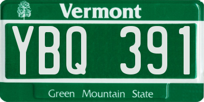 VT license plate YBQ391