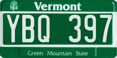 VT license plate YBQ397