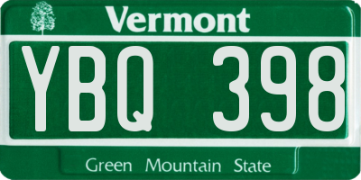 VT license plate YBQ398