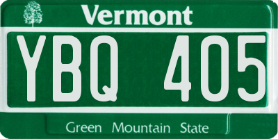 VT license plate YBQ405