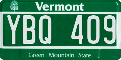 VT license plate YBQ409