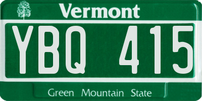 VT license plate YBQ415