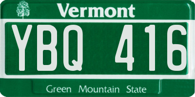 VT license plate YBQ416