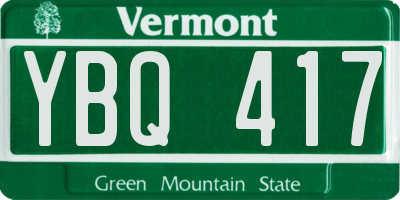 VT license plate YBQ417