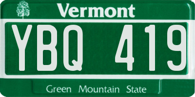 VT license plate YBQ419