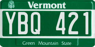 VT license plate YBQ421