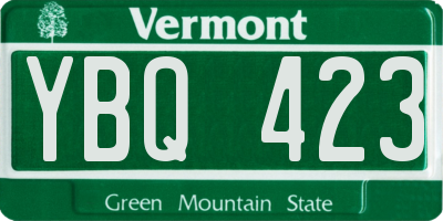 VT license plate YBQ423