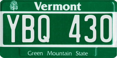 VT license plate YBQ430